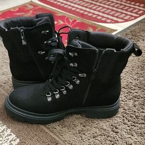 Women's Black Lace-Up Boots